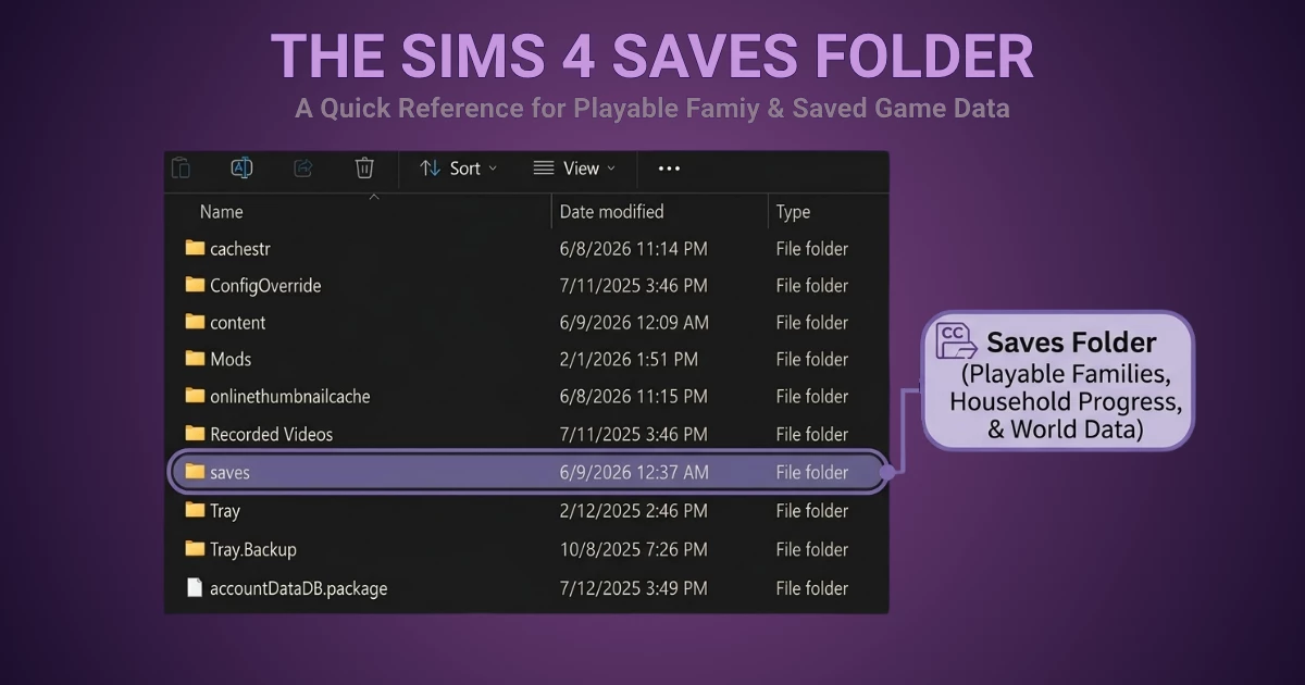 Thumbnail for Understanding The Sims 4 Saves Folder (Files & Location)